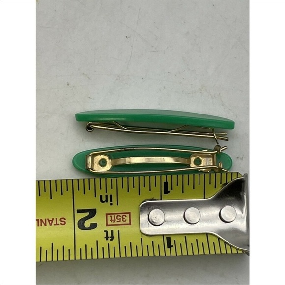 Vintage Hair Barrettes Clips Kelly Green 50s 70s 80s Retro - Picture 6 of 8